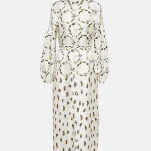 Gabriela Hearst Mauri Shirtdress in Ivory Printed Silk Twill